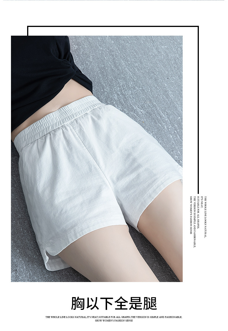 白色短裤女夏宽松高腰松紧腰2021新款外穿显瘦运动休闲阔腿短裤