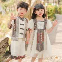 儿童汉服男女小童唐装中国风短袖表演服夏季新款套装民族风服饰