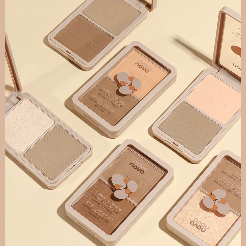 Makeup Novo Soft Shadow Three-Dimensional Two-Color Shading Powder Natural Brightening Nose Shadow Matte Highlight Repair Makeup Palette