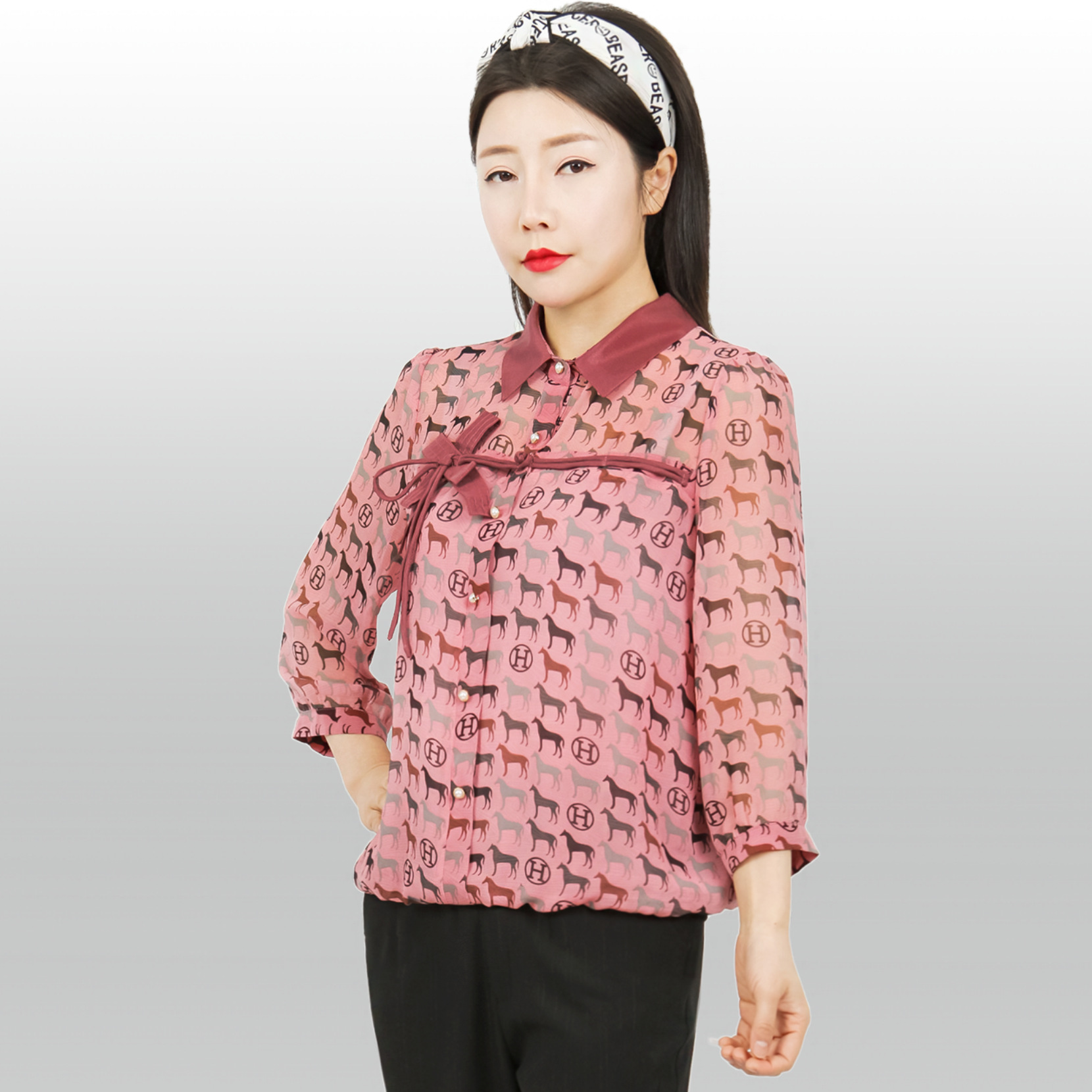 2023年春季新款汉派女装气质甜美时尚减龄小清新宽松印花雪纺小衫