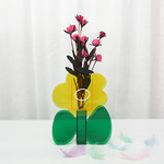 厂家供应亚克力花瓶简约现代透明塑料彩色客厅桌面摆件几何花瓶