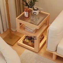 MH实木沙发创意客厅边柜边几现代简约小户型床头柜家用卧室原木茶