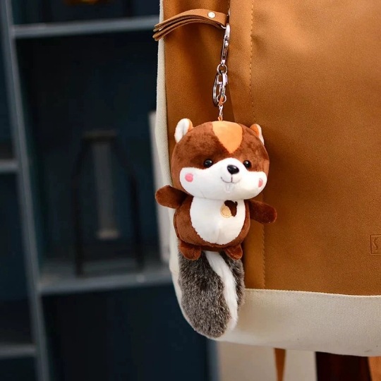 Big Tail Squirrel Plush Toy Pendant Little Doll Schoolbag Pendant Bag Keychain Mini Crane Machine Ornament