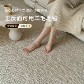 印度无胶手工羊毛地毯客厅极简轻奢高级感侘寂风高档大宅中古地垫