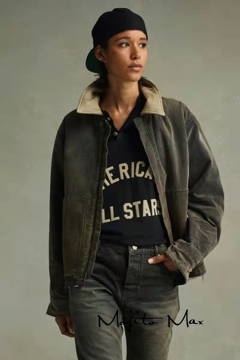 fear of god fog第七季7th主线翻领机修做旧拉链夹棉夹克男女外套