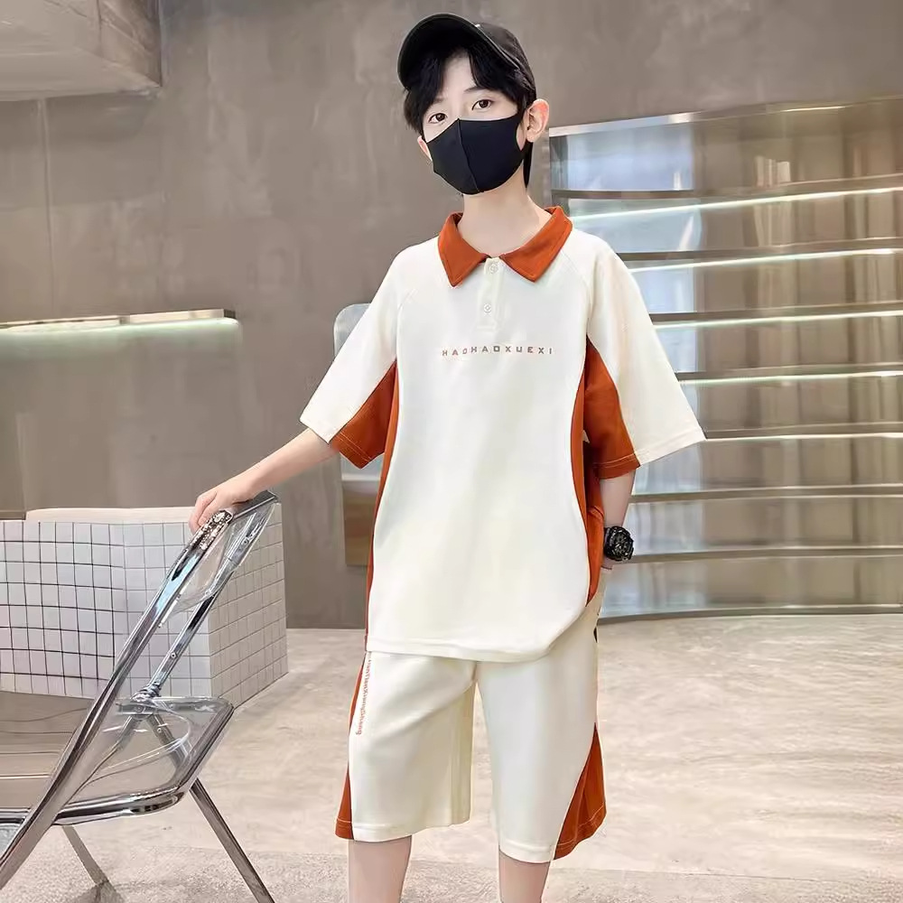 男童夏装套装2024新款夏季中大童帅酷短袖polo衫儿童衣服运动潮装