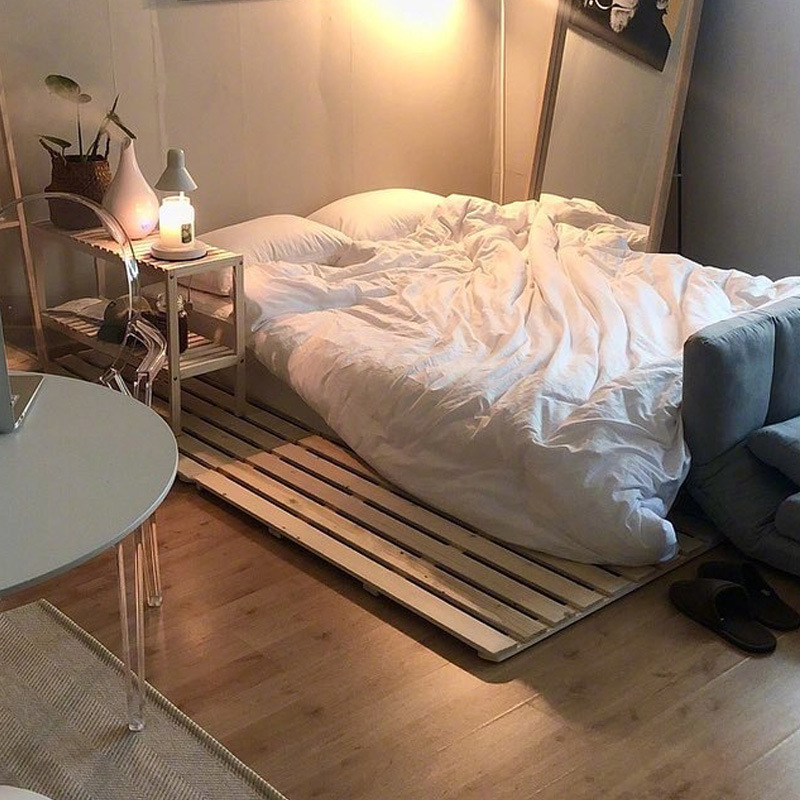 ins榻榻米床架实木韩风矮床女生卧室床单人1.5米1.8单人