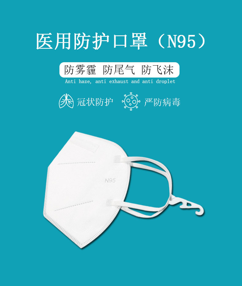 圣士康n95 n95口罩医用级独立包装5层医疗外科 独立装头戴式kn95