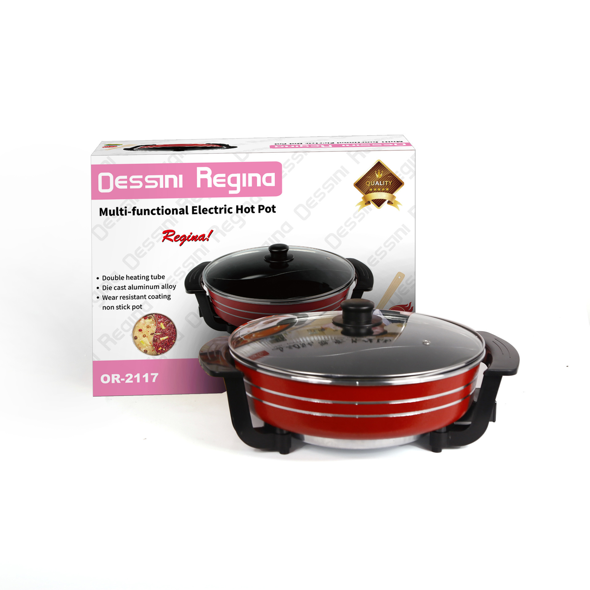 跨境电商外贸出口英文欧规插头家用一体圆形鸳鸯不沾电火锅批发