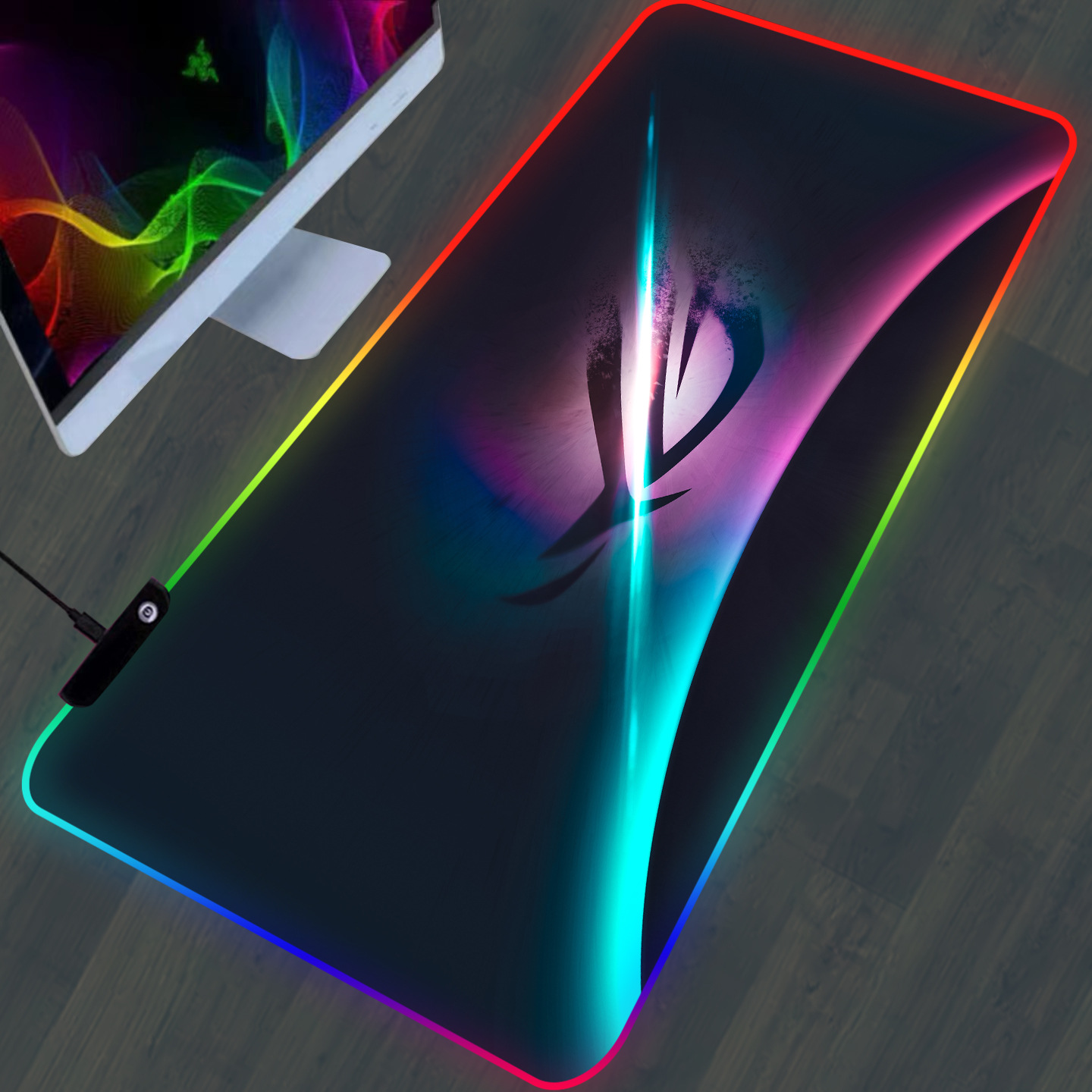 炫彩发光鼠标垫rgb游戏大尺寸加厚防滑led玩家国度桌垫-阿里巴巴