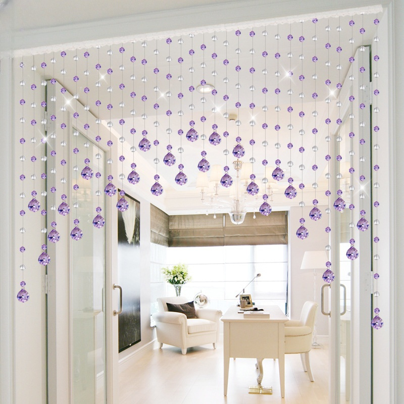 s〃s〃珠帘水晶门帘隔断帘装饰新款免打孔家用客厅卫生间卧室帘子