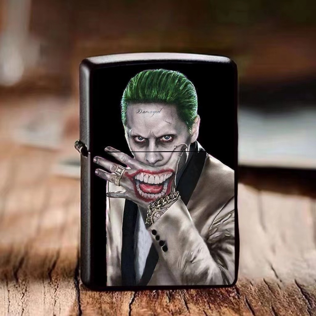 Joker Lighter F Windproof Metal Kerosene Windproof Lighter Movie Character Creative Lighter