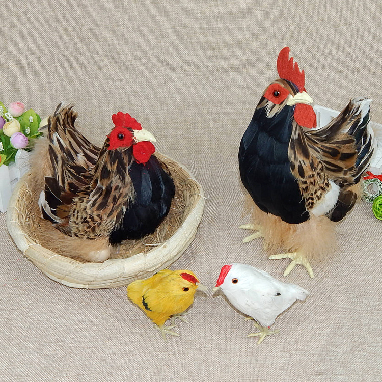 仿真鸡模型公鸡母鸡摆件超市装饰道具土鸡下蛋鸡玩具镇宅辟邪道