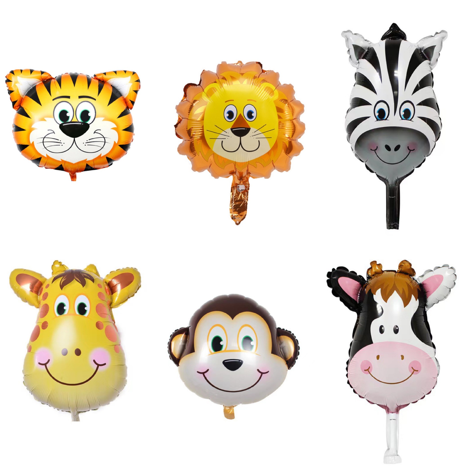 亚马逊新款森林造型动物头铝膜气球  迷你系列卡通动物头铝膜气球