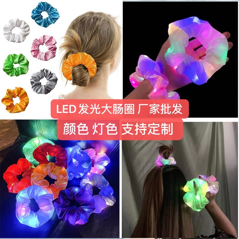 Cross-Border Headwear Led Hair Ring Luminous Large Intestine Hair Ring Bar Nightclub Support Luminous Hair Accessories Stall TikTok Wholesale