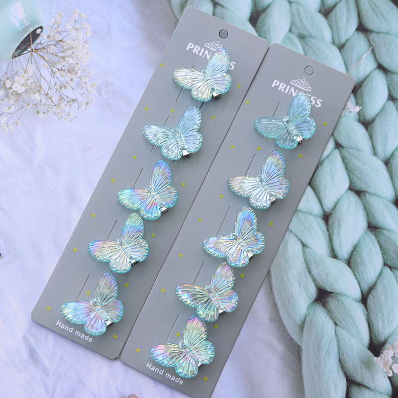 Cross-Border Colorful Butterfly Barrettes Super Fairy Dream Gradient Color Hairpin Vitality Sweet Girl Cute Bangs Clip Side Clip