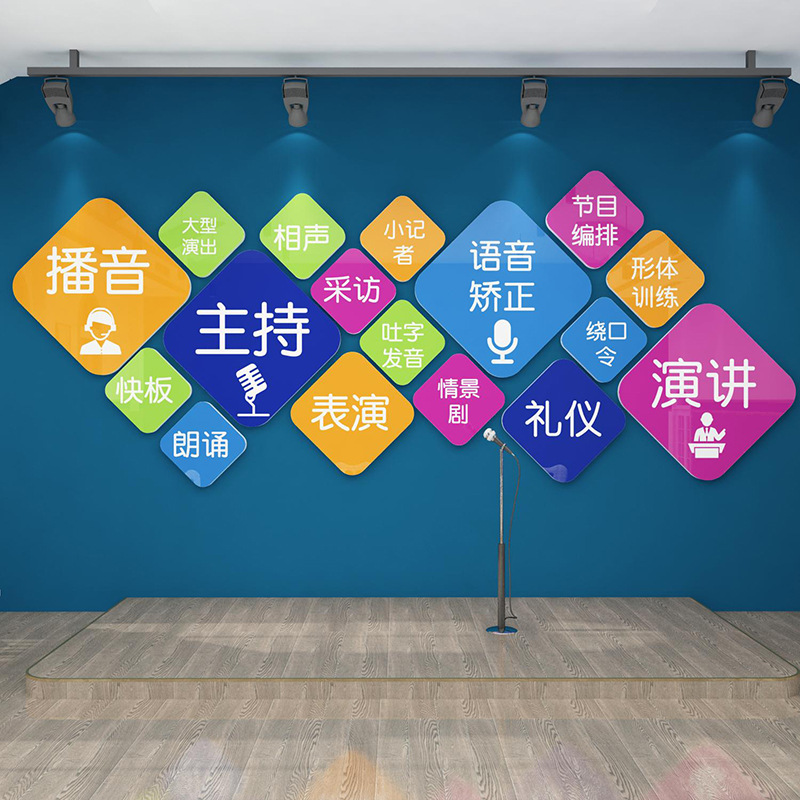 少儿相声主持播音口才班级教室背景布置教育培训机构墙面装饰贴纸