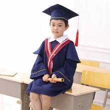 新款儿童博士服幼儿园小学生毕业礼服学士服帽表演服演出服毕业袍