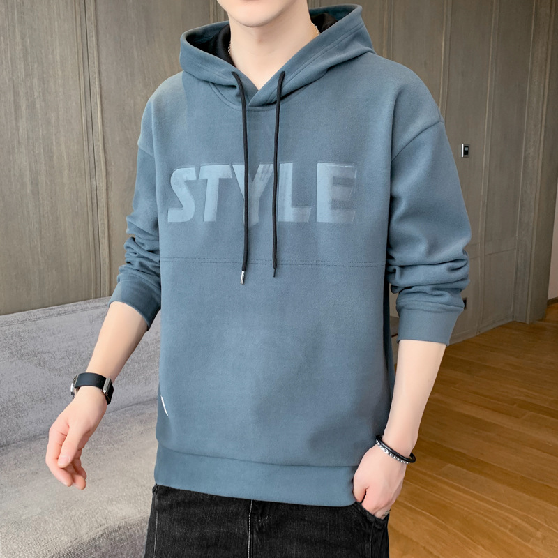 New Spring and Autumn Dralon Men's Sweater Korean Style Fashion Brand Hooded Long-Sleeved T-shirt Loose Inner Wear Top Clothes Men's Clothing