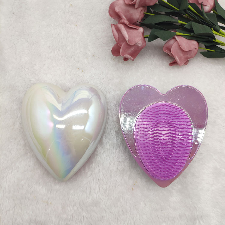 Cute Plastic Love Shape Portable Comb ABS Electroplating Colorful Beauty Hairdressing Comb Manufacturer Customization