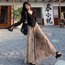 新中式国风套装长袖衬衫女装春季清冷系禅意氛围感半身裙裤两件套