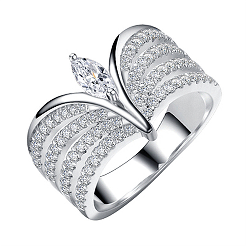 wish欧美戒指外贸热卖马眼钻皇冠戒指仿真钻戒奢华群镶钻指环戒指