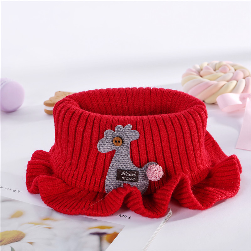 Neck Cartoon Knitted Scarf Thermal and Windproof Baby Shawl Fake Collar Bandana Trendy New Autumn and Winter Children's Circumference