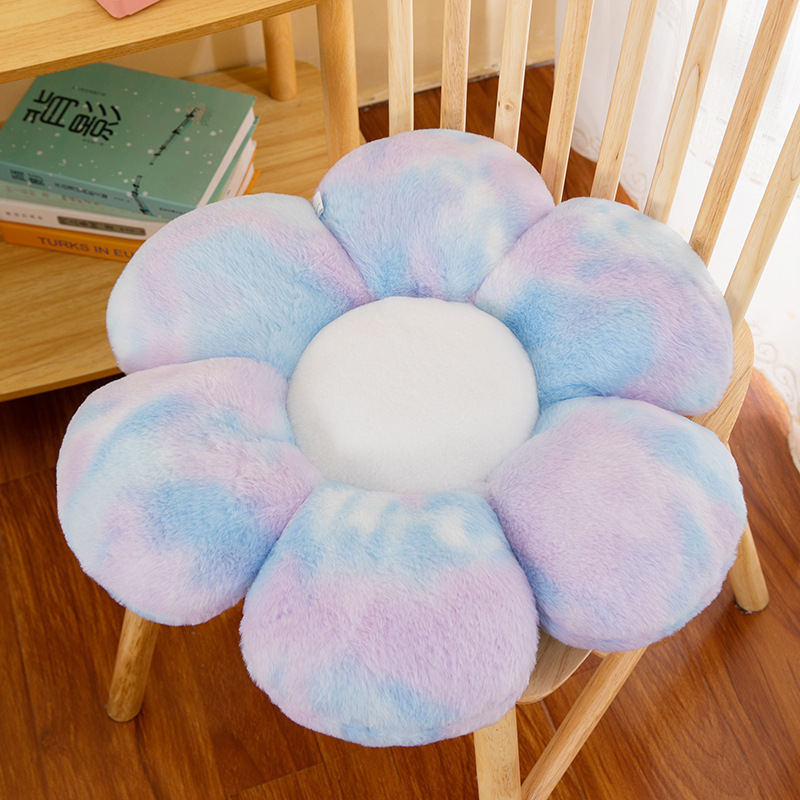Ins Good-looking Dehaired Angora Crystal Velvet Color Tie-Dyed Petal Flower Cushion Plush Pillow Gifts for Girlfriend Lot