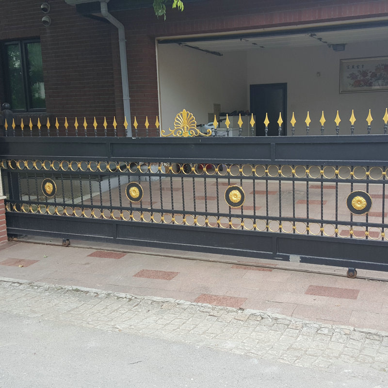 厂家焊接加工电动移门双开门 庭院大门 小区欧式铁艺门单开门