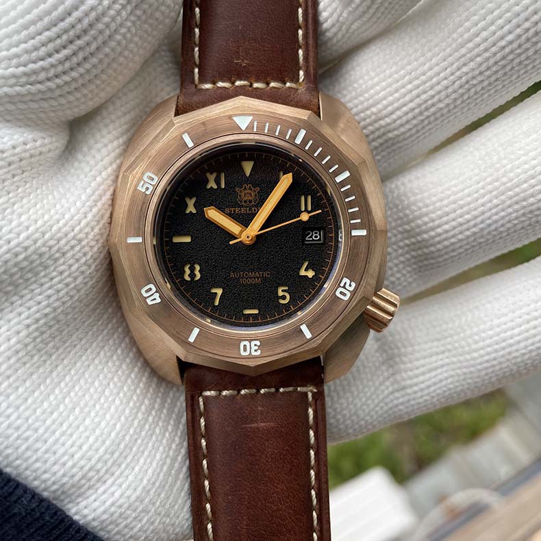 德国进口cusn8锡青铜复古夜光全自动机械男1000m专业潜水运动手表