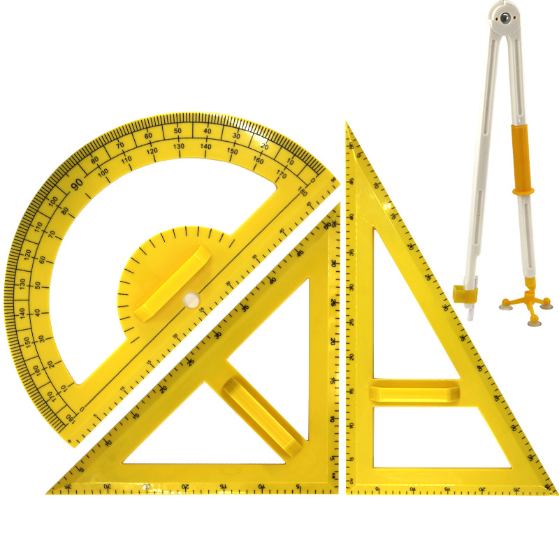 青华圆规三角板套装量角器小学数学教具教学塑料木质带手柄-阿里巴巴