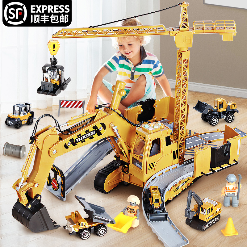 铝合金玩具车挖掘机模型儿童玩具男孩2021年新款挖土机工程车仿真