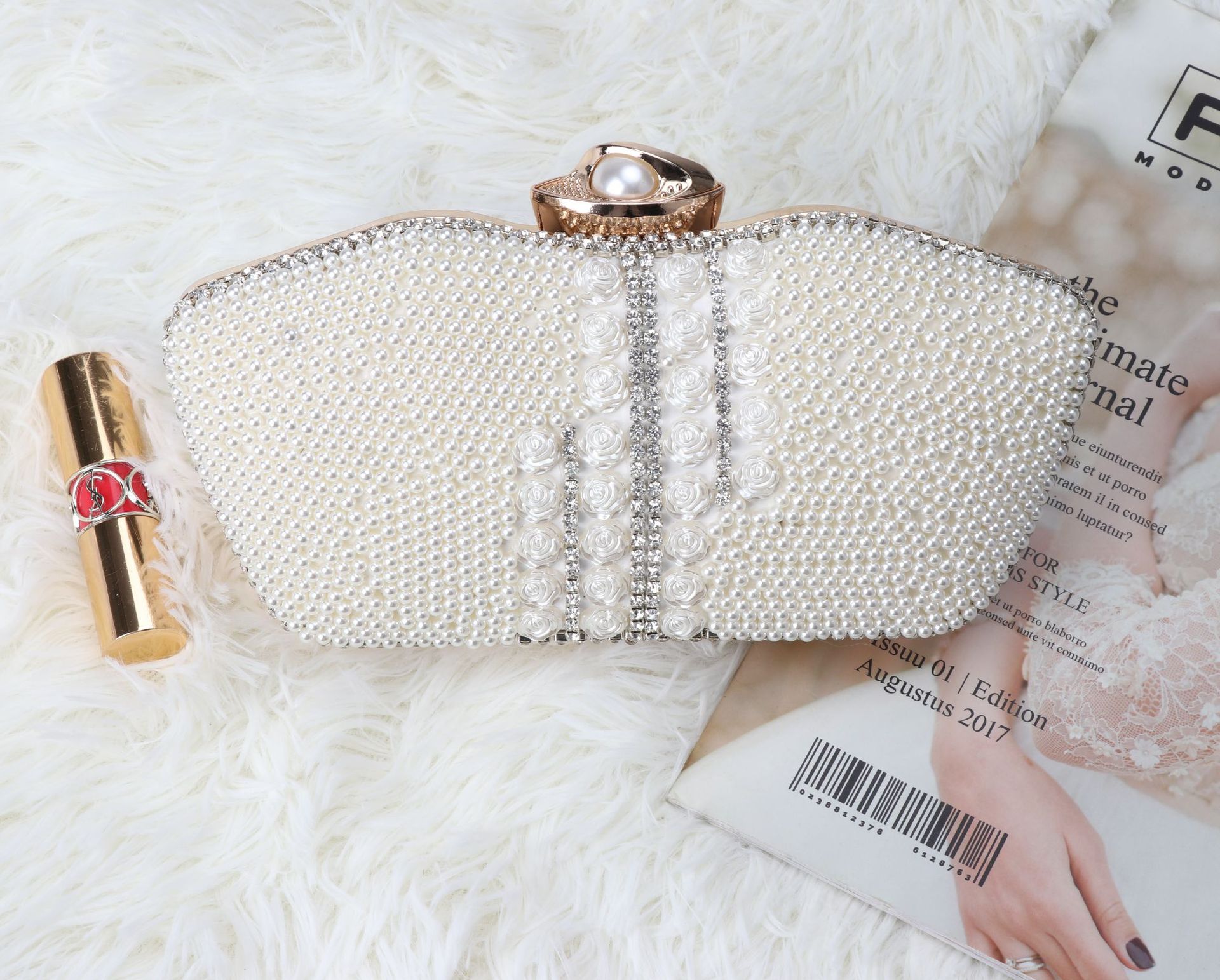 气质珍珠手拿包旗袍包多款式可选珍珠晚宴包简约时尚女包