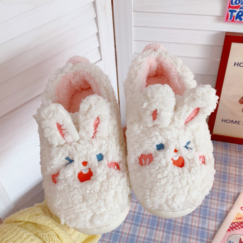 Autumn and Winter Home Cotton Slippers Cute Ins Style Home Indoor Warm Slippers Cute Cartoon Rabbit Couples Cotton Shoes