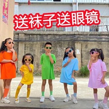 儿童糖果彩色t恤亲子装上衣幼儿园小学生毕业班服运动会活动短袖