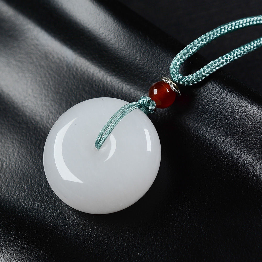 全新天然新疆金丝玉平安扣吊坠石英岩玉白扣直播礼品批发白玉挂件