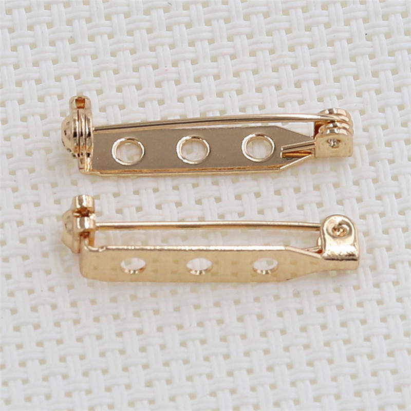 煜锋五金纯铜镀保色金三孔安全扣针别针胸针服饰材料扣针