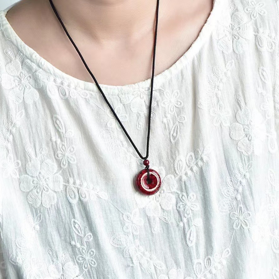 Natural Raw Ore Crystal Sand Safety Buckle Cinnabar High-Content Pendant All-Match Gift Men's and Women's Birth Year Pendant Jewelry