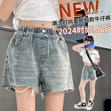女童夏装牛仔短裤2024新款夏季网红薄款时髦洋气中大童牛仔短裤