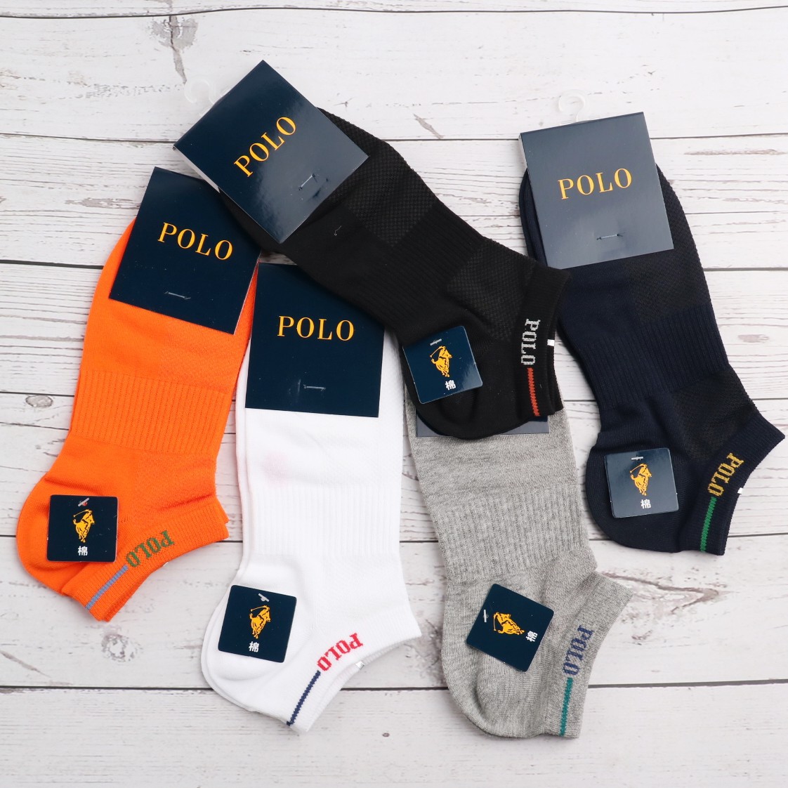 polo 9318 上半年春夏款男袜棉袜男袜子网眼网棉字母简单款盒袜