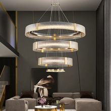 新中式全铜客厅吊灯2022年新款现代简约珐琅彩圆环餐厅卧室灯具