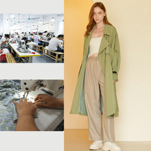 2021年新韩版定制小批量订单宽松中长款设计感女纯色大码风衣外套