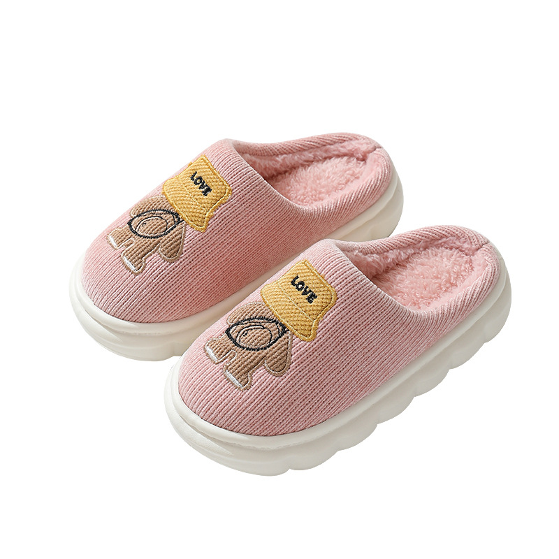 Thick Bottom 3-8 Years Old Children's Cotton Slippers Autumn and Winter New Home Non-Slip Cartoon Back Shadow Children Mignon Baby Cotton Slippers