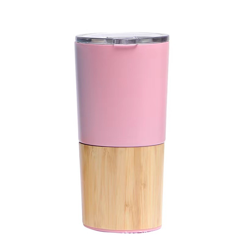 Customized Bamboo Shell Water Cup 304 Stainless Steel Coffee Cup Large Capacity Outdoor Portable Travel Cup Give as Gifts Cup