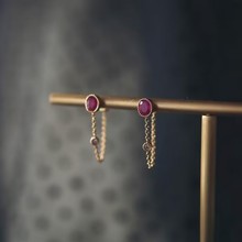 人工红宝石耳钉钻石耳环铜材质镶嵌女耳钉简约时尚气质款