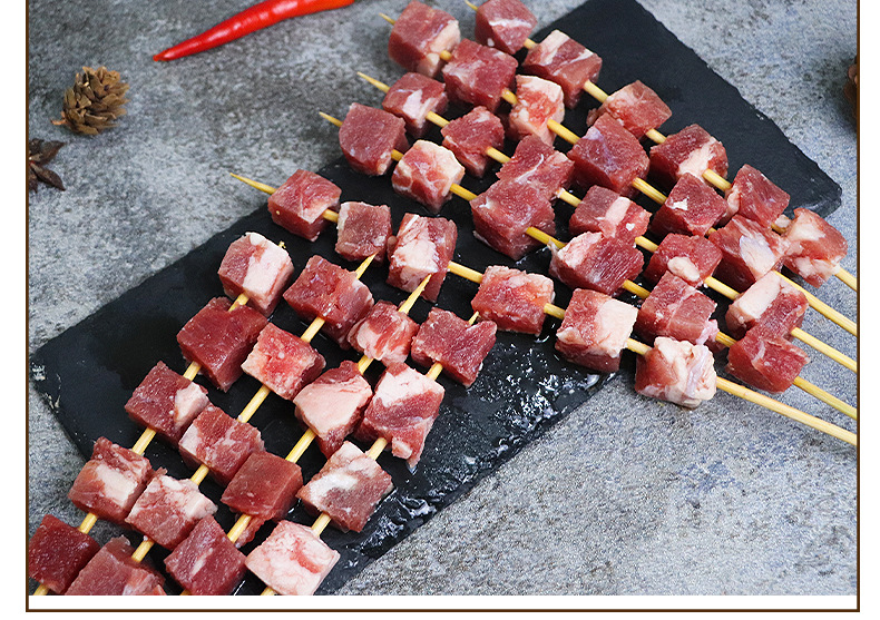 雪花牛肉粒大串烧烤纯牛肉大串商用冷冻半成品烧烤食材20串/包