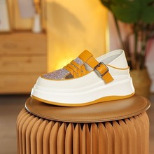 夏季潮新款一片式女软底平底韩系时尚运动鞋平底增高女鞋银色黄色