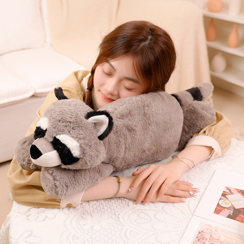 Mulula Soft Lying Animal Doll Lazy Lying Raccoon Fox Sloth Crocodile Doll Bed Girl Big Pillow