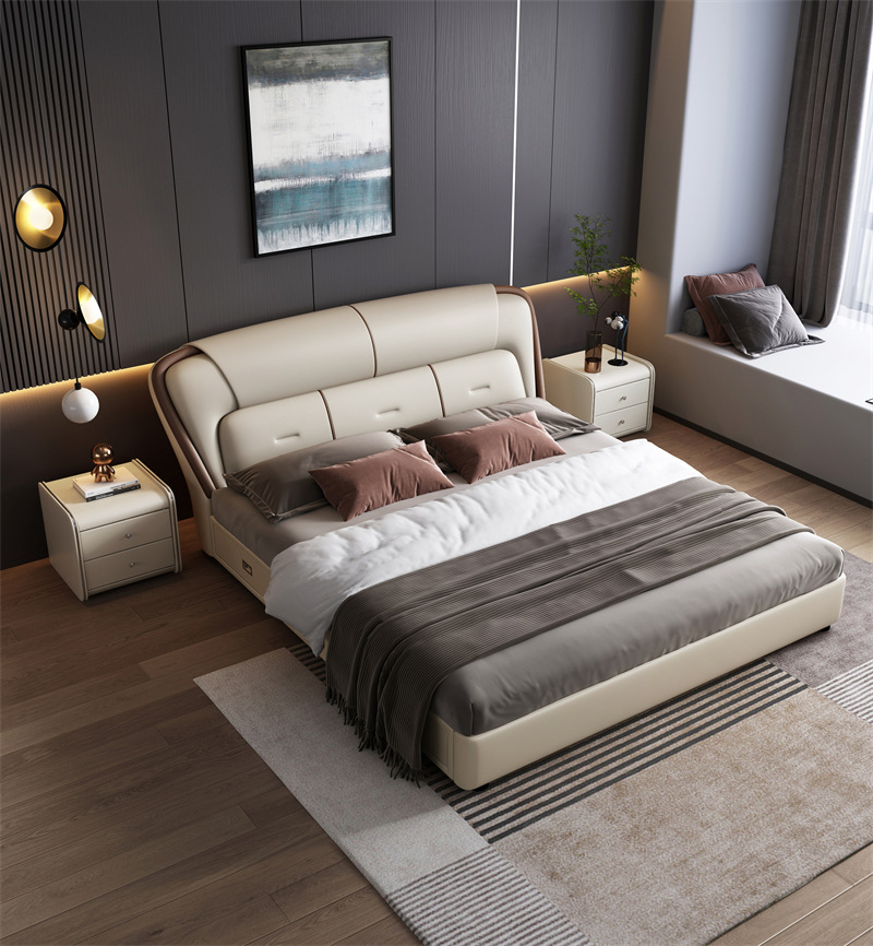 8米主卧双人床现代简约家用储物大床1.5m网红皮艺软体婚床