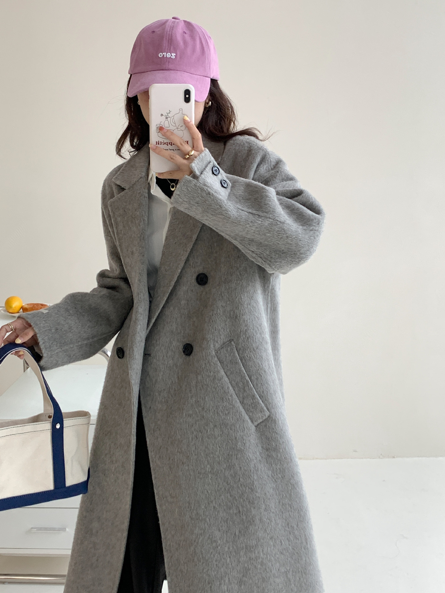 2022年秋冬新款韩版东大门羊毛大衣双面料时尚休闲外套女